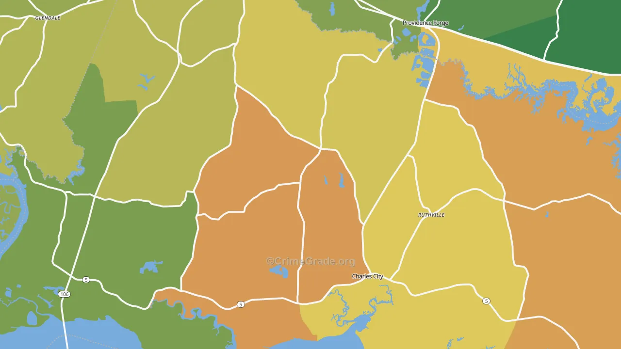 Charles City County, VA Map of Theft Rates