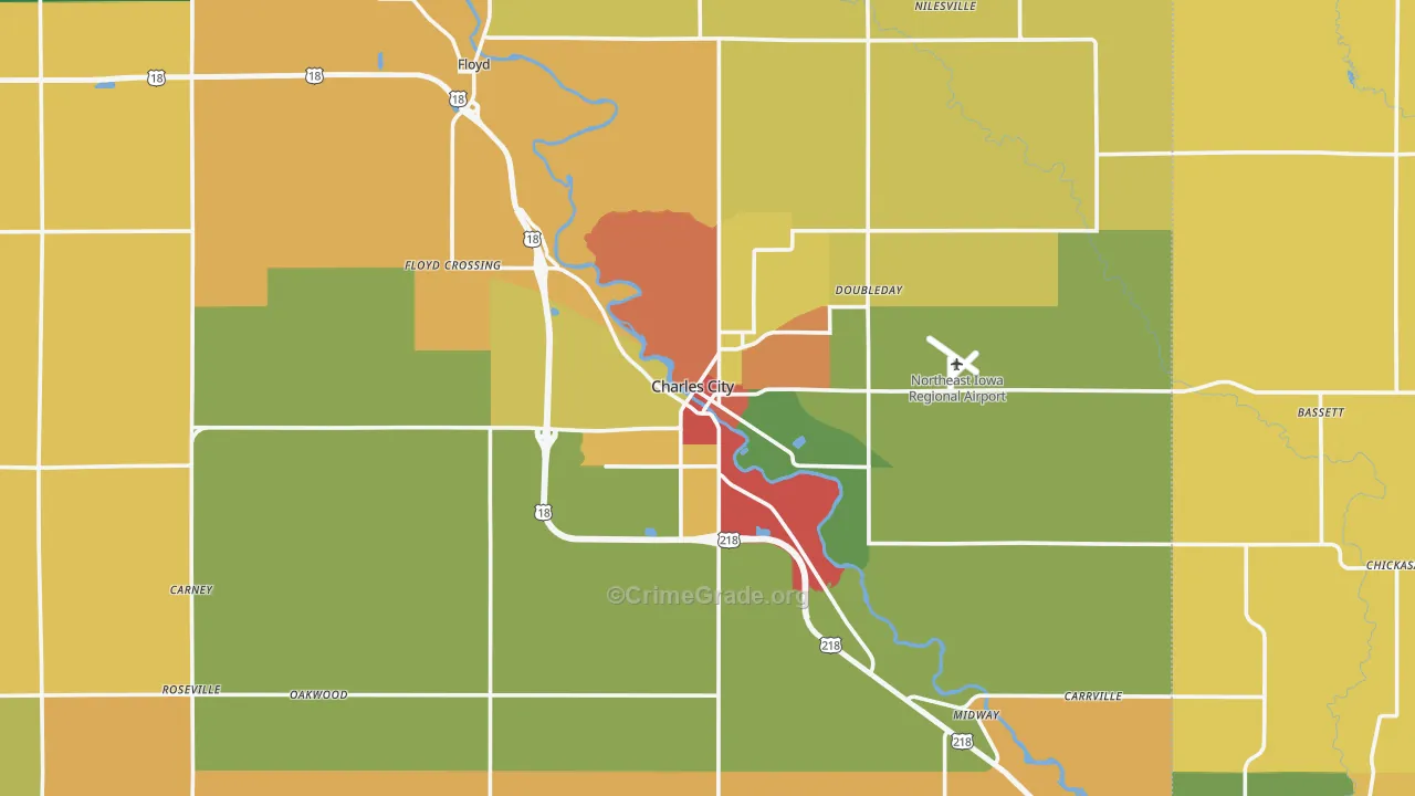 Charles City, IA Map of Theft Rates