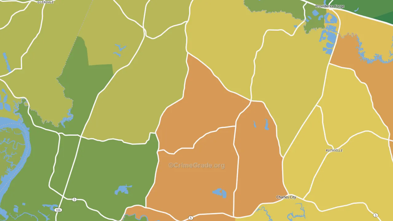Charles City, VA Map of Theft Rates