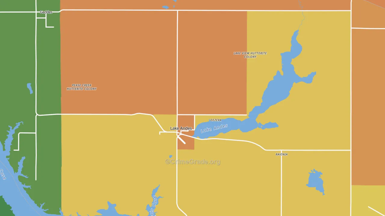 Charles Mix County, SD Map of Theft Rates