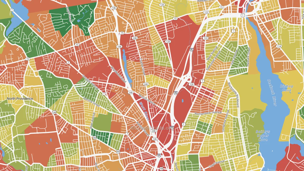 Charles, Providence, RI Map of Theft Rates