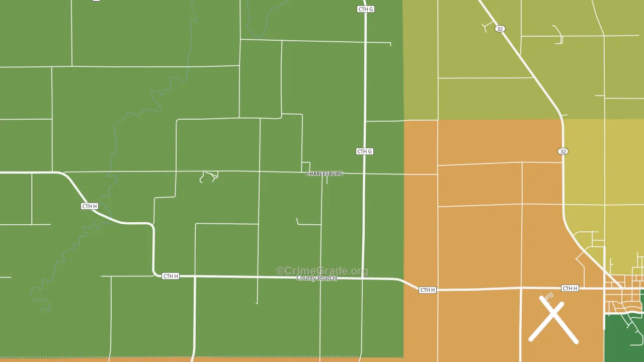 Charlesburg, WI Map of Theft Rates