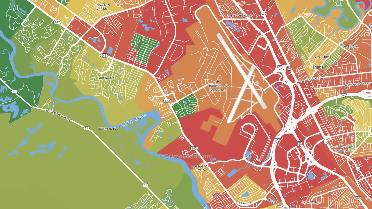 Charleston Afb, SC Map of Theft Rates