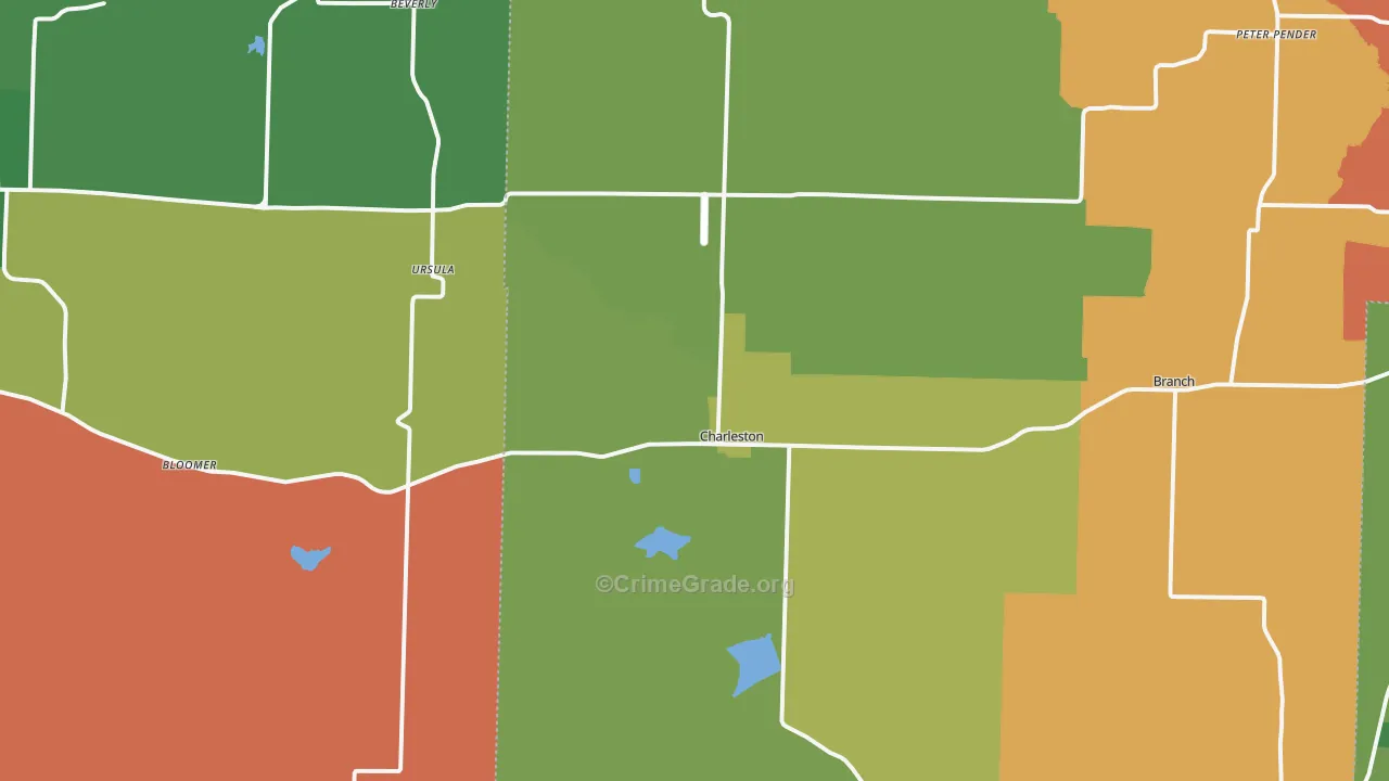Charleston, AR Map of Theft Rates