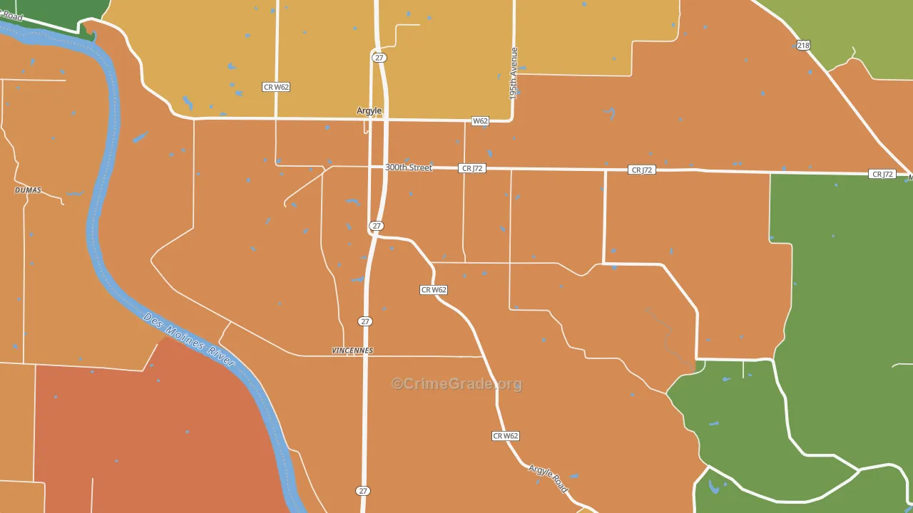 Charleston, IA Map of Theft Rates