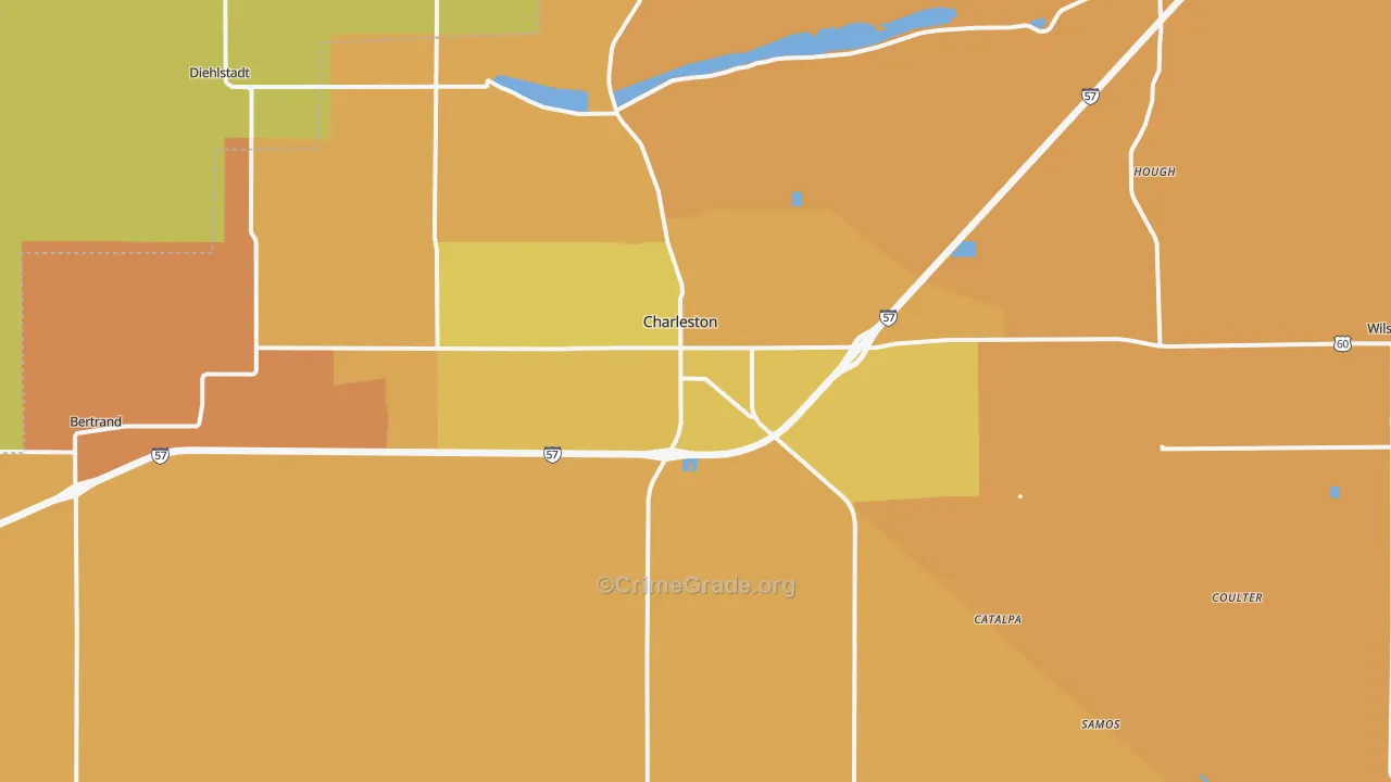 Charleston, MO Map of Theft Rates