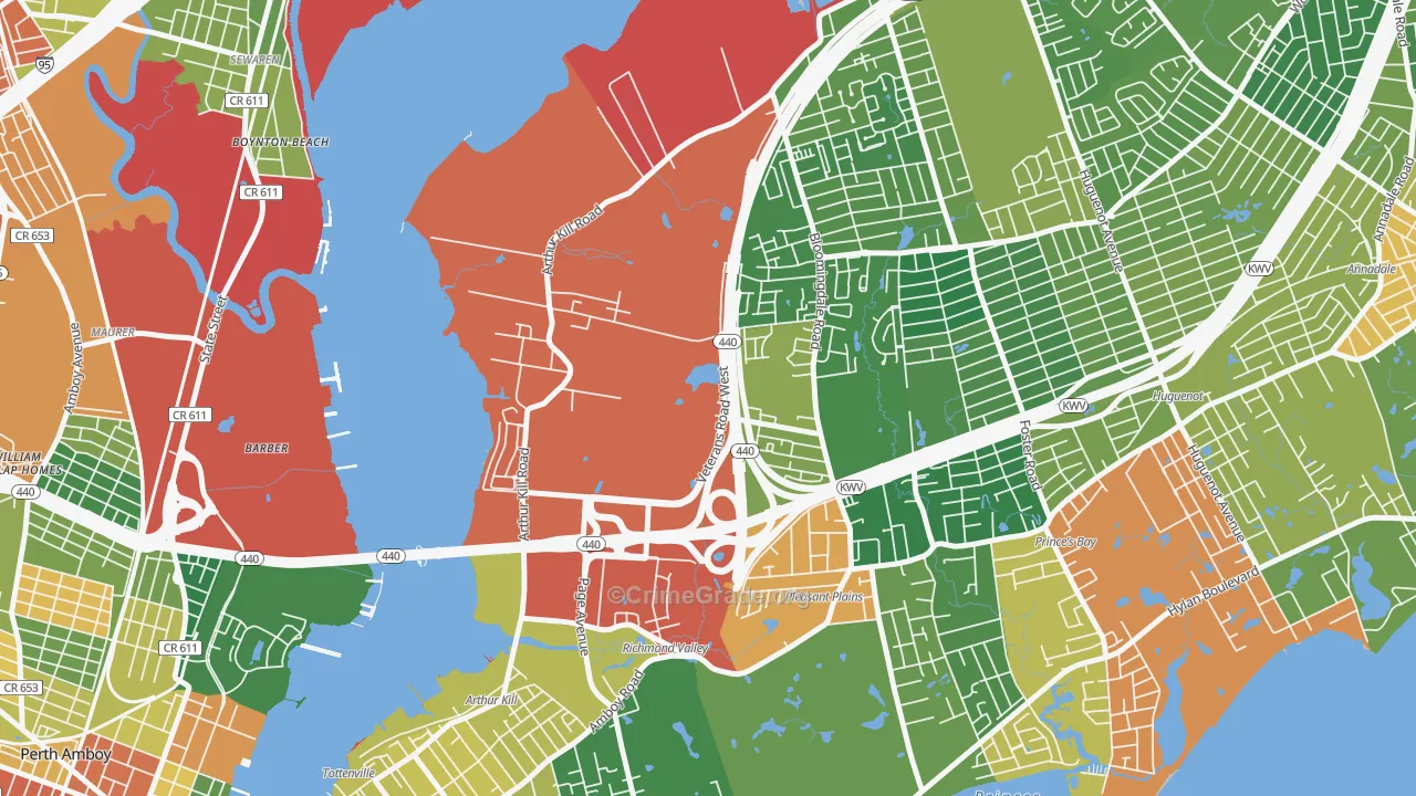 Charleston, Staten Island, NY Map of Theft Rates