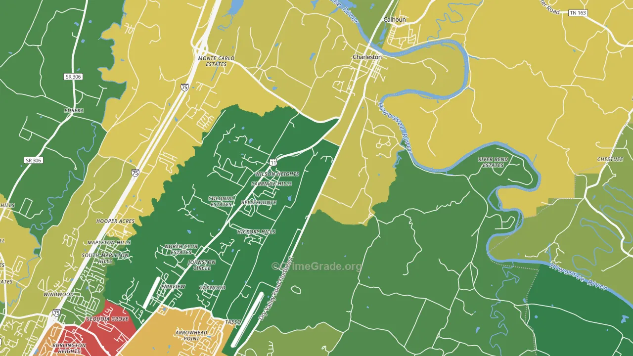 Charleston, TN Map of Theft Rates