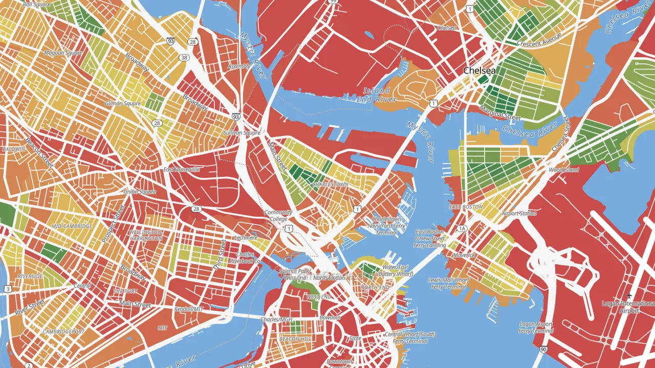 Charlestown, MA Map of Theft Rates