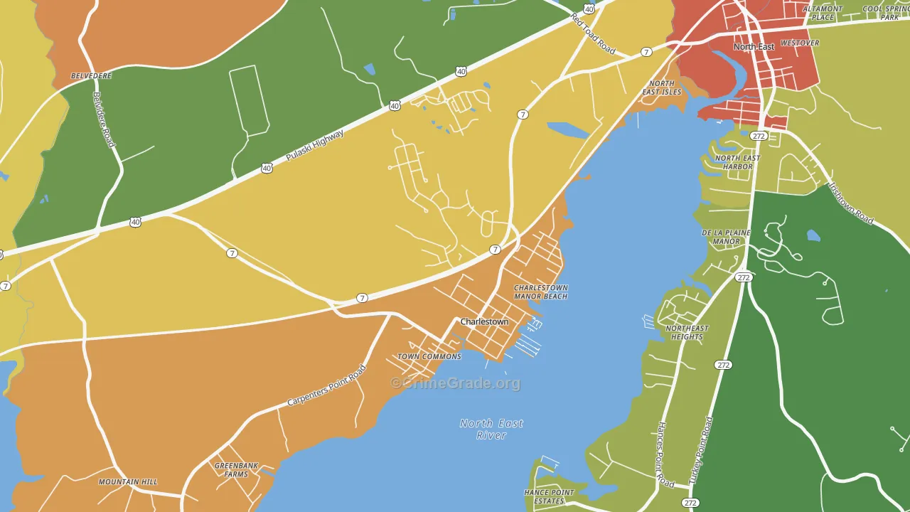 Charlestown, MD Map of Theft Rates