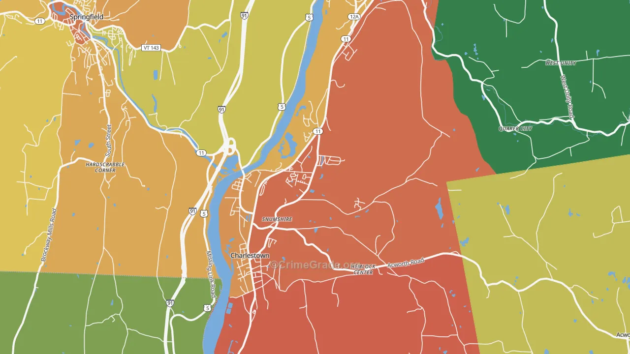 Charlestown, NH Map of Theft Rates