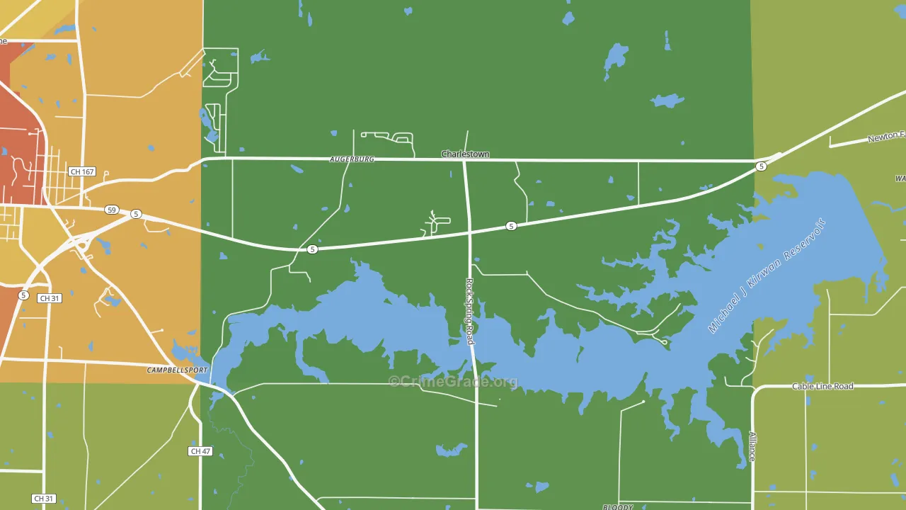 Charlestown, OH Map of Theft Rates