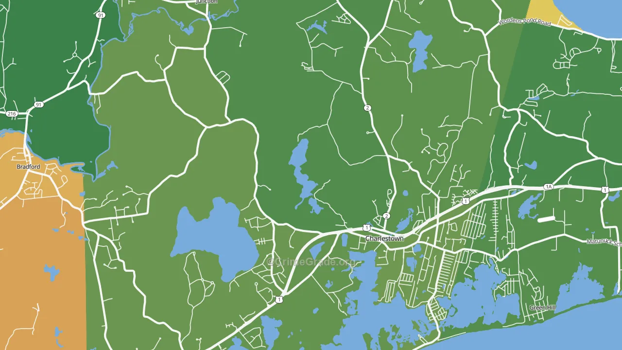 Charlestown, RI Map of Theft Rates