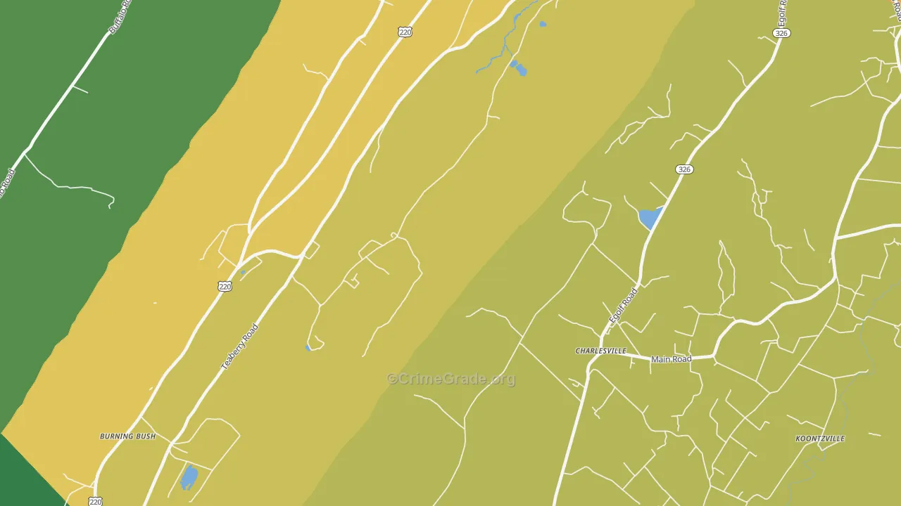 Charlesville, PA Map of Theft Rates