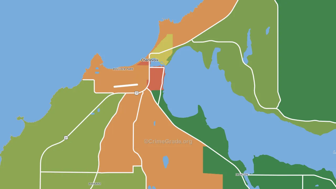 Charlevoix, MI Map of Theft Rates