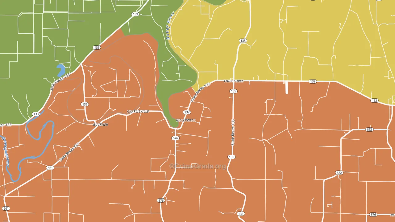 Charlieville, LA Map of Theft Rates