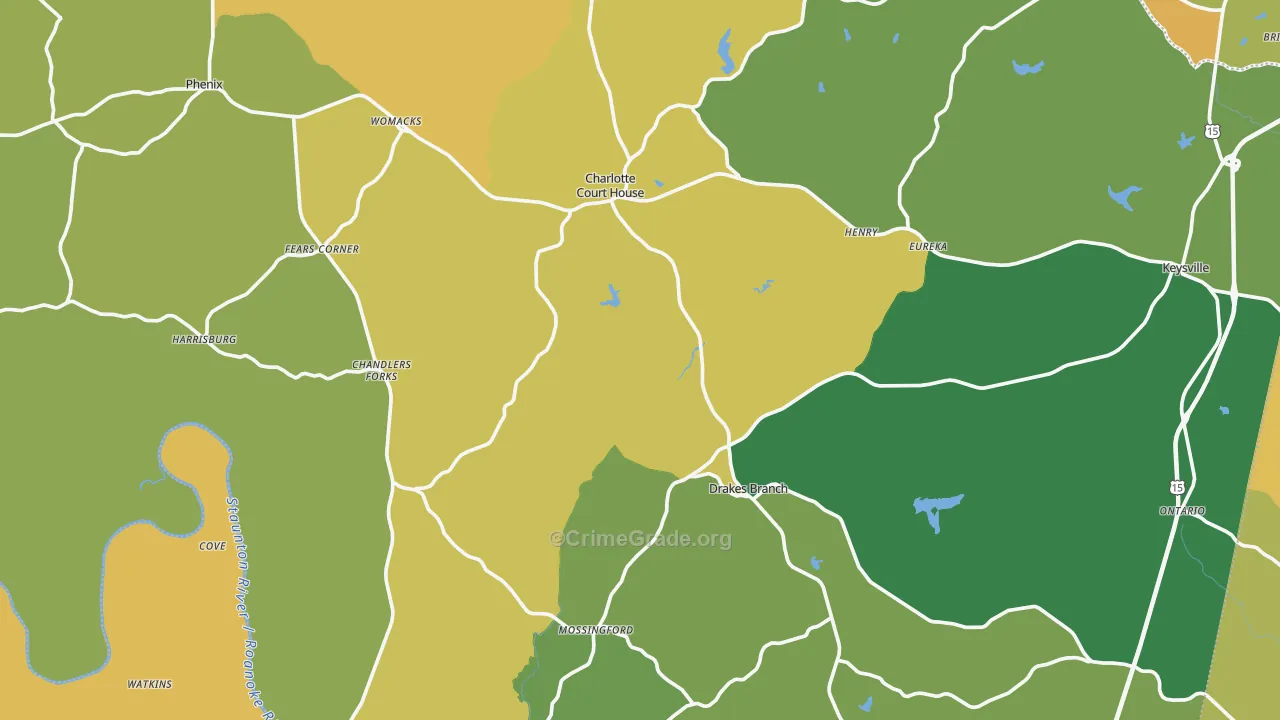 Charlotte County, VA Map of Theft Rates
