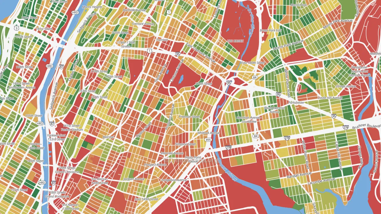Charlotte Gardens, Bronx, NY Map of Theft Rates