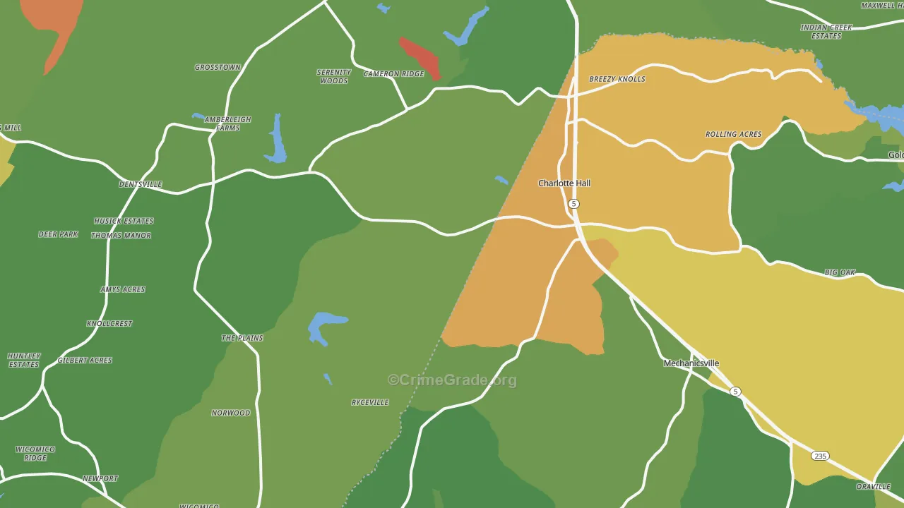 Charlotte Hall, MD Map of Theft Rates