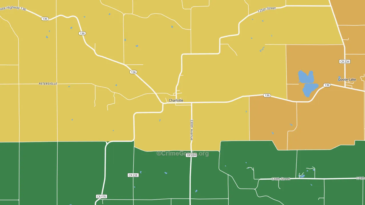 Charlotte, IA Map of Theft Rates