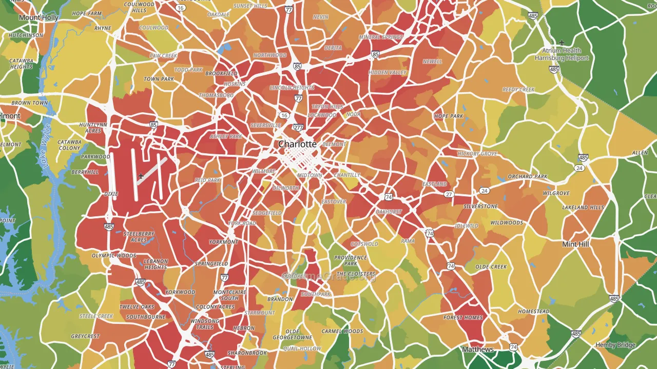 Charlotte, NC Map of Theft Rates