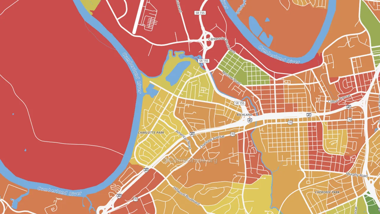 Charlotte Park, Nashville, TN Map of Theft Rates