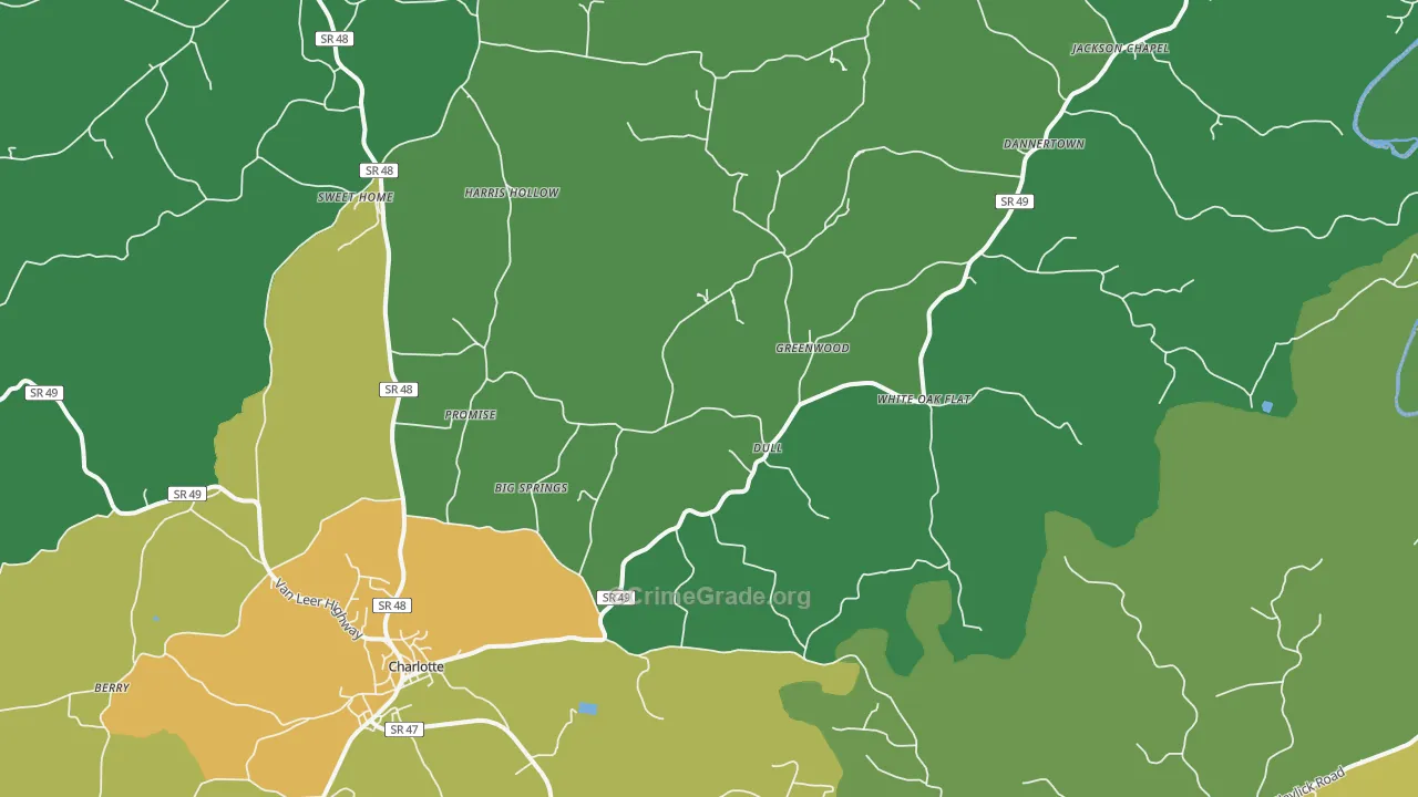 Charlotte, TN Map of Theft Rates