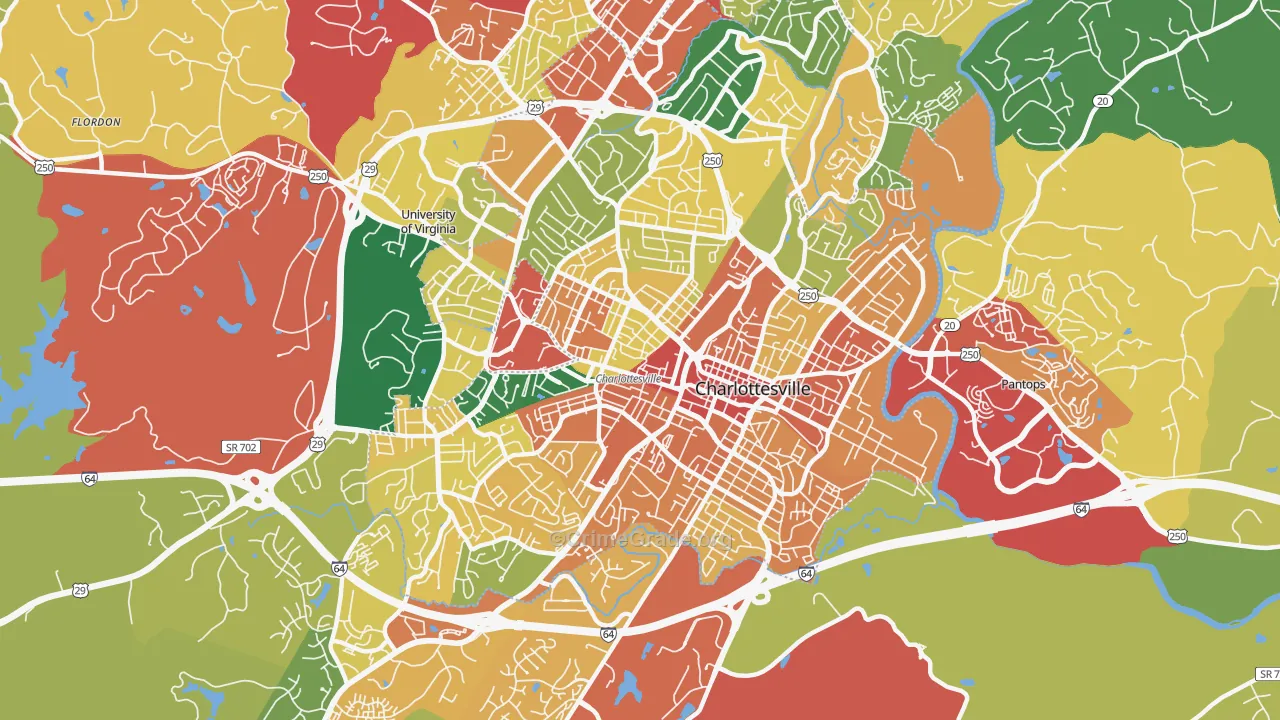 Charlottesville City, VA Map of Theft Rates