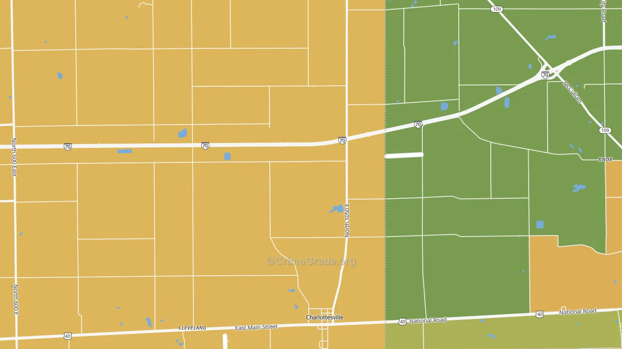 Charlottesville, IN Map of Theft Rates