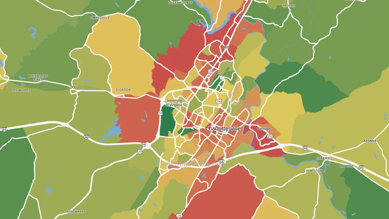 Charlottesville, VA Map of Theft Rates