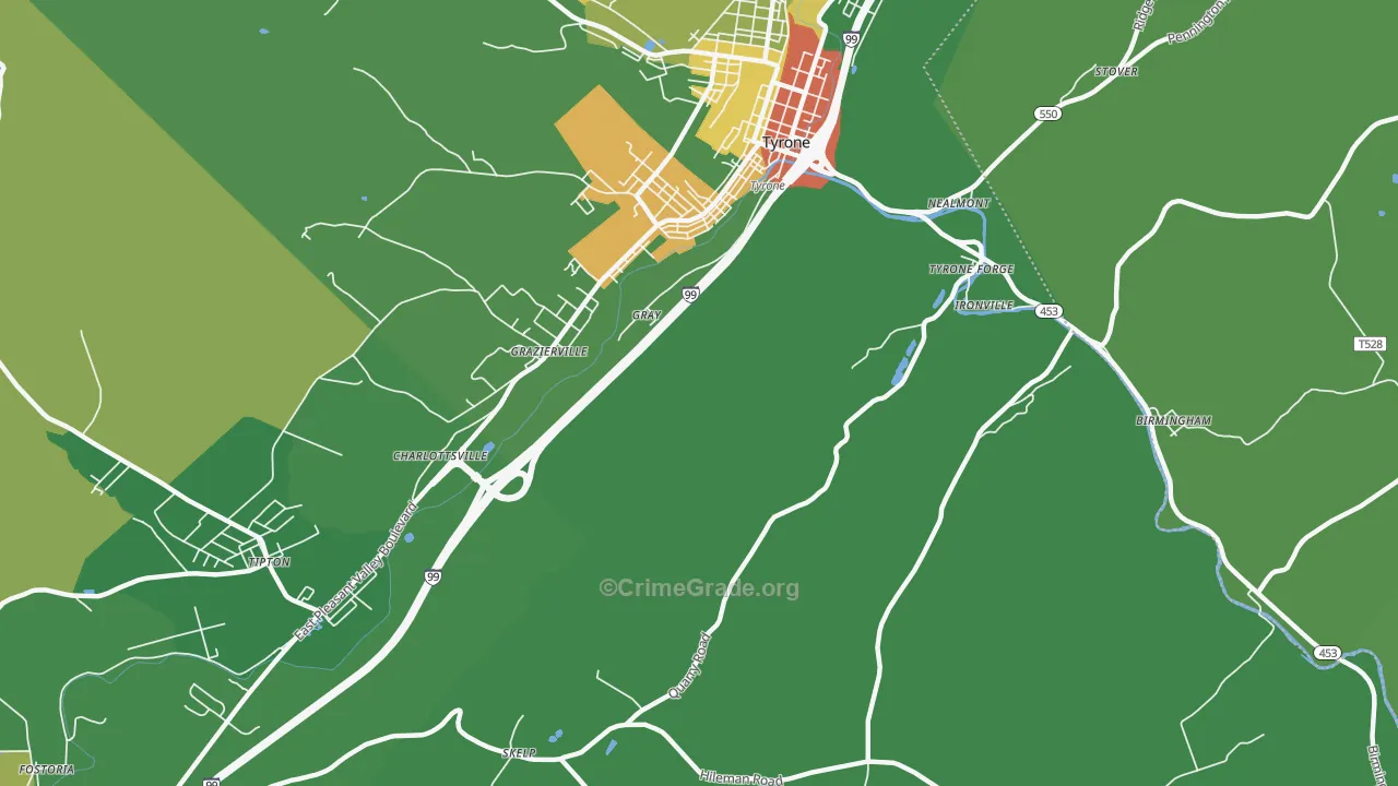 Charlottsville, PA Map of Theft Rates