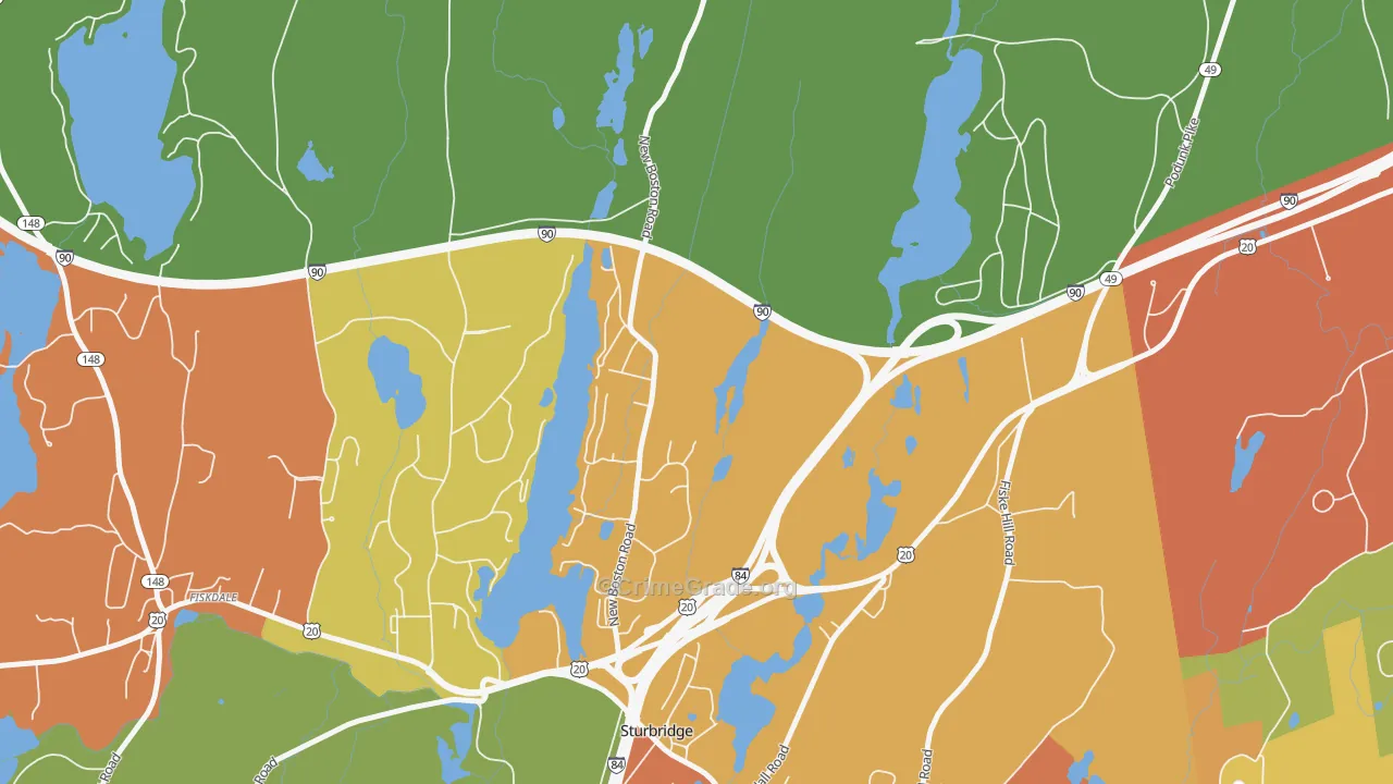 Charlton City, MA Map of Theft Rates