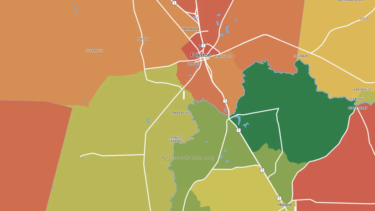 Charlton County, GA Map of Theft Rates