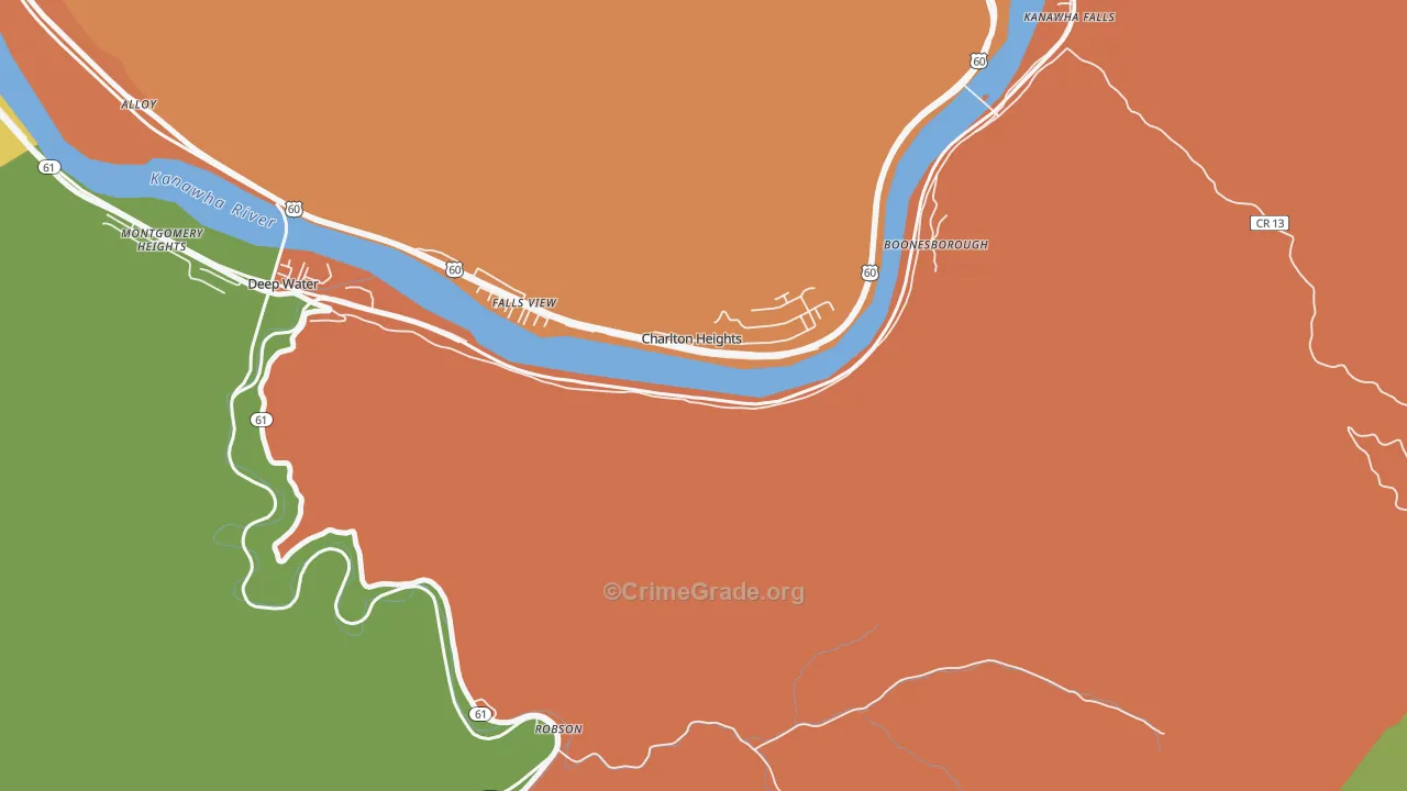 Charlton Heights, WV Map of Theft Rates