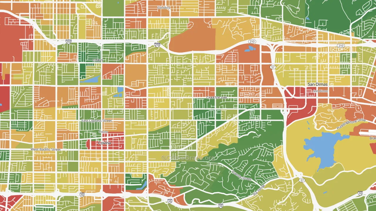 Charter Oak, Covina, CA Map of Theft Rates