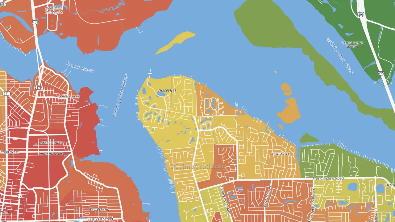 Charter Point, Jacksonville, FL Map of Theft Rates