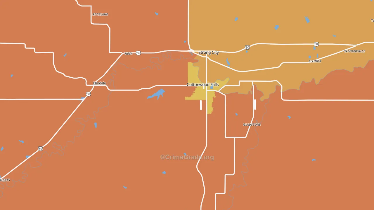 Chase County, KS Map of Theft Rates