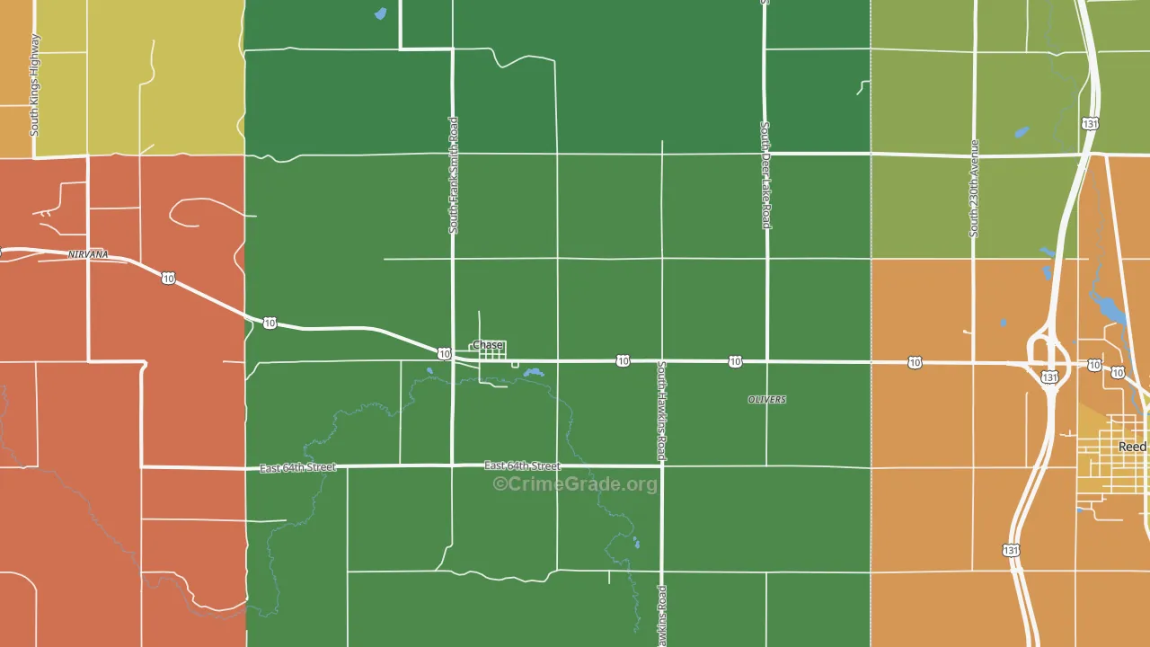 Chase, MI Map of Theft Rates