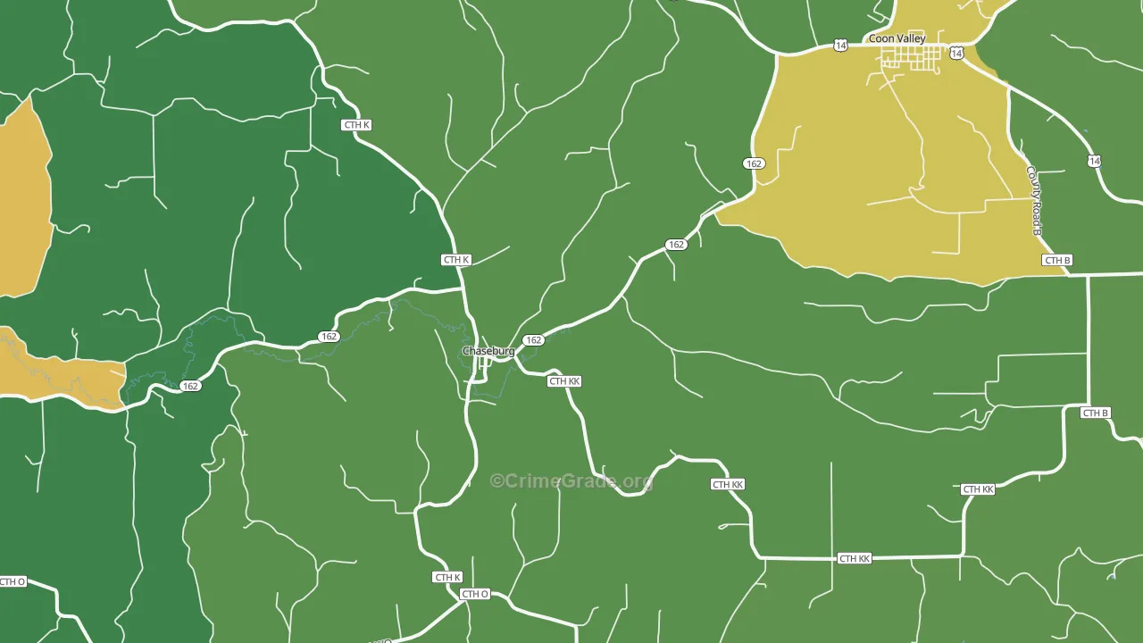 Chaseburg, WI Map of Theft Rates