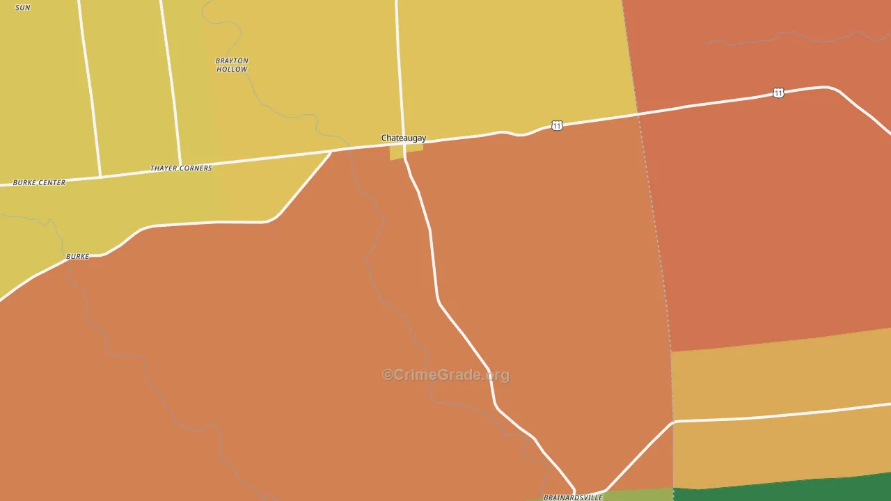 Chateaugay, NY Map of Theft Rates