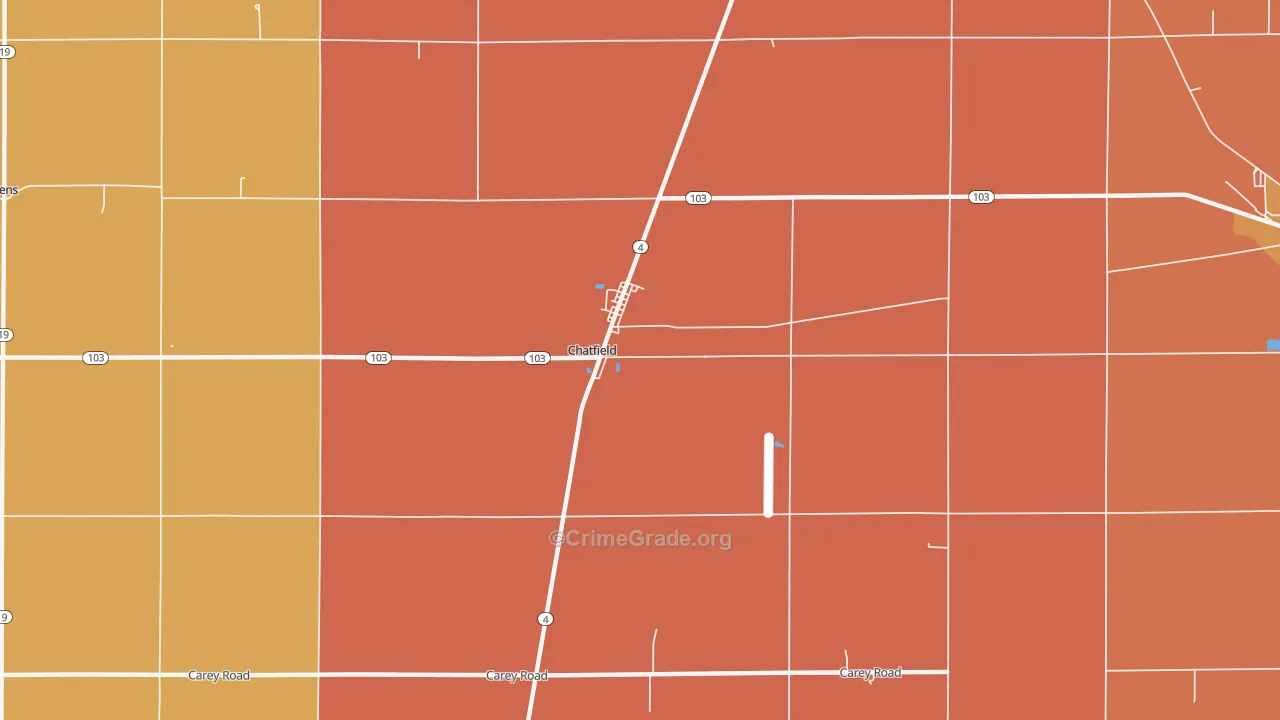 Chatfield, OH Map of Theft Rates