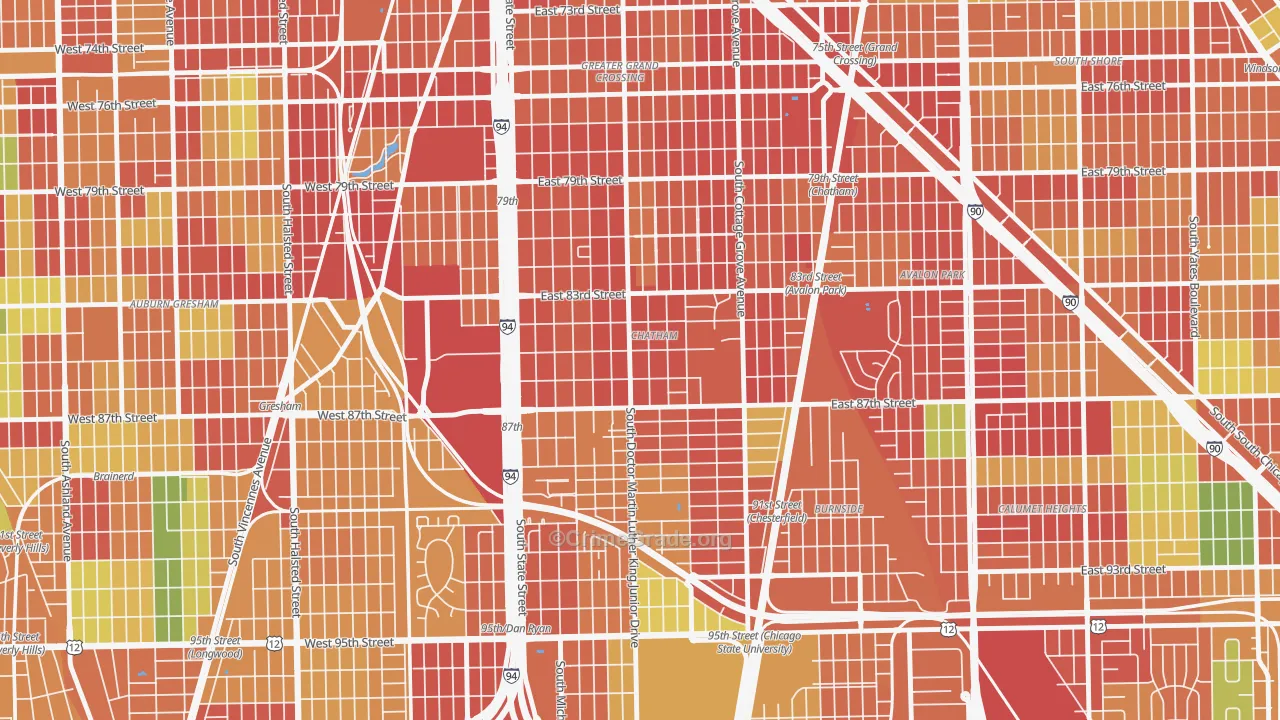 Chatham, Chicago, IL Map of Theft Rates