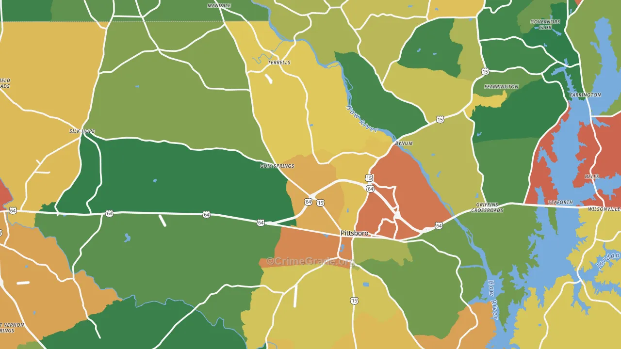 Chatham County, NC Map of Theft Rates