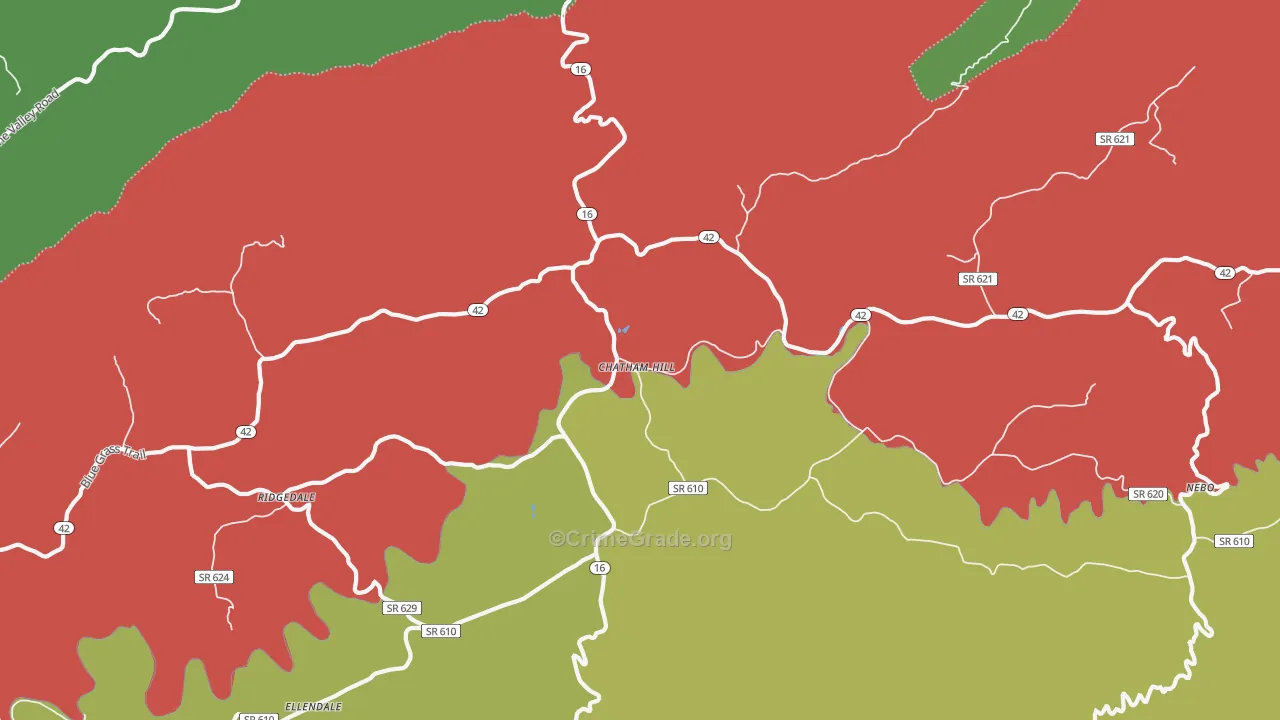 Chatham Hill, VA Map of Theft Rates