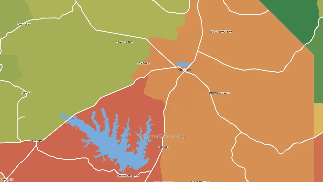 Chatham, LA Map of Theft Rates