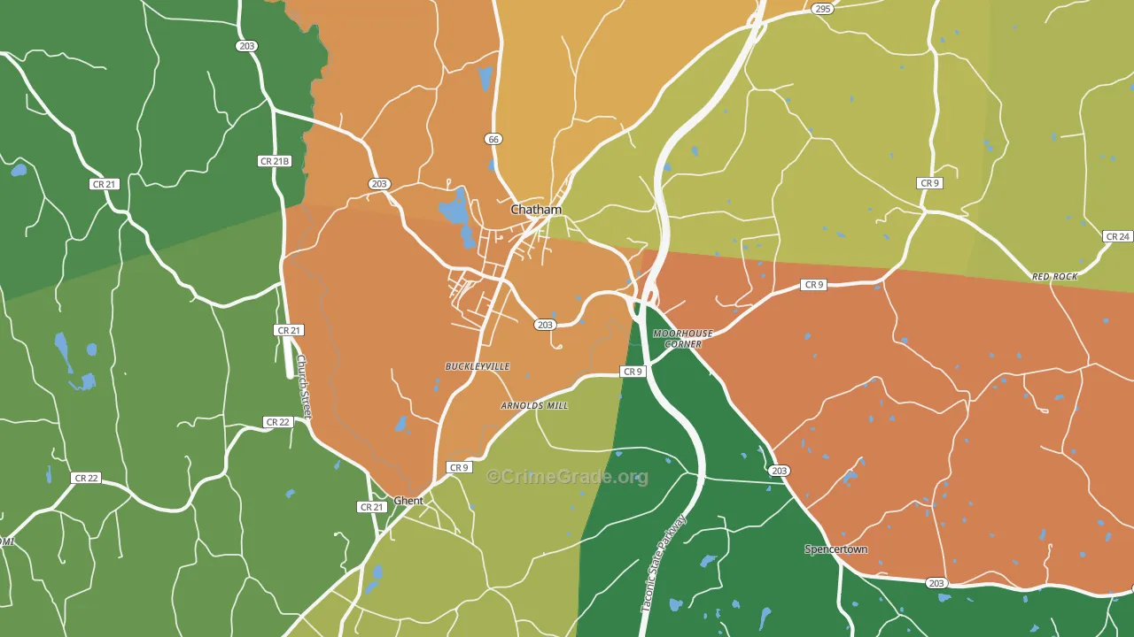 Chatham, NY Map of Theft Rates