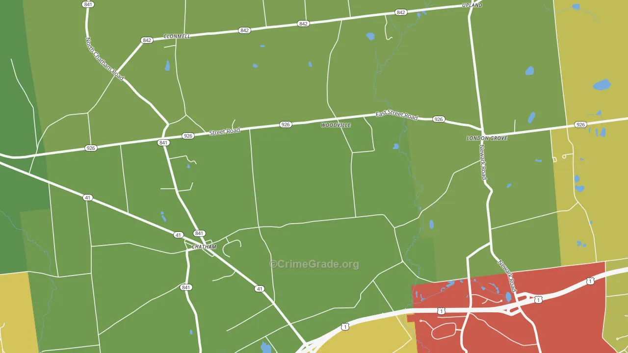 Chatham, PA Map of Theft Rates