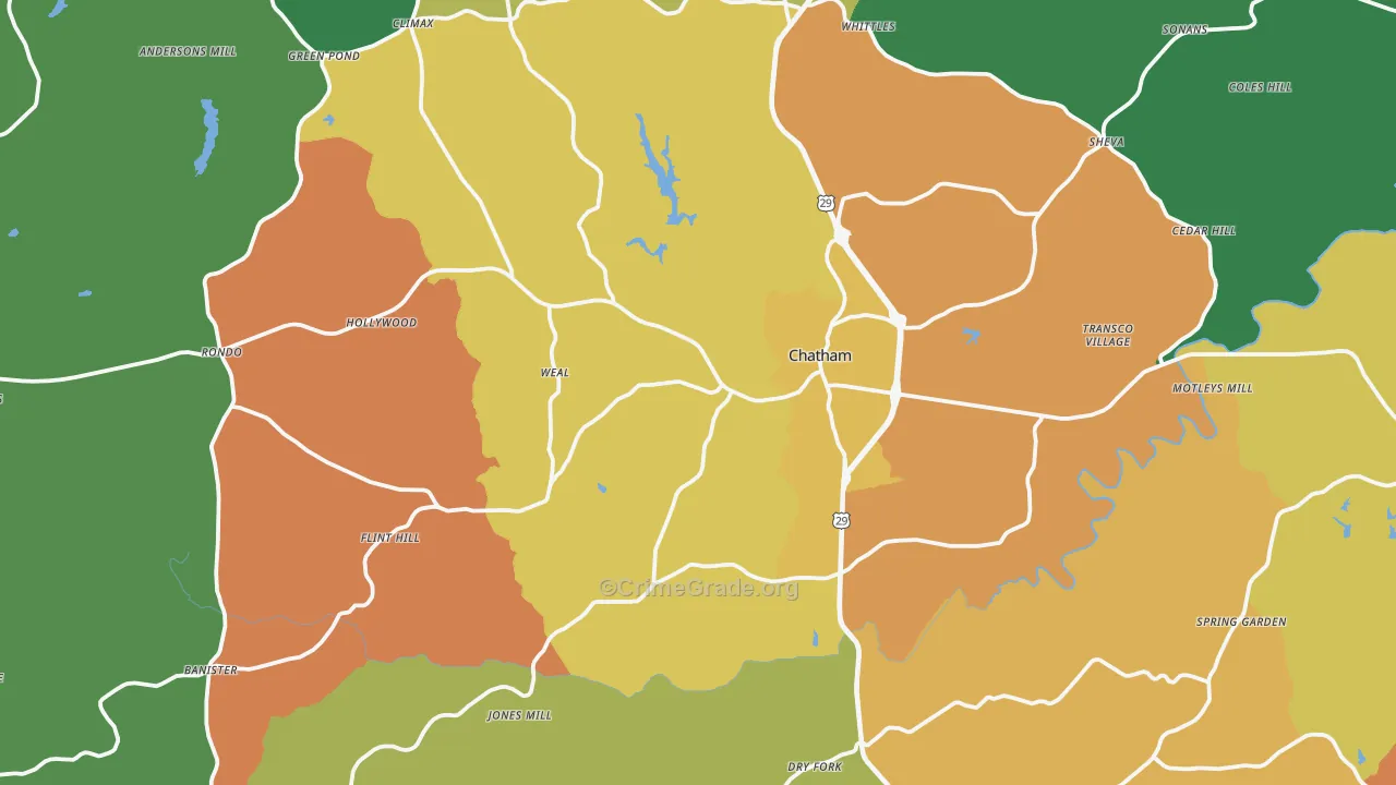 Chatham, VA Map of Theft Rates