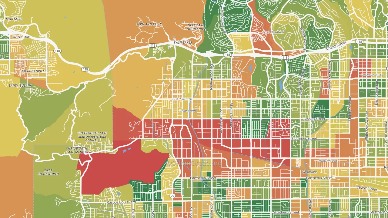 Chatsworth, CA Map of Theft Rates