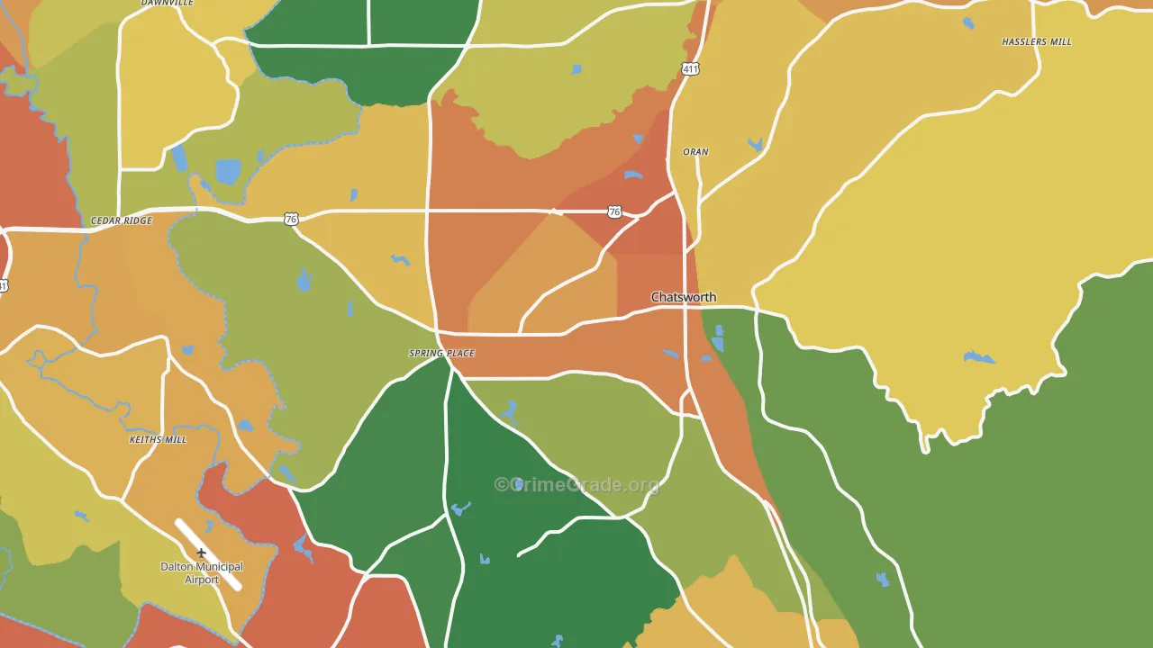 Chatsworth, GA Map of Theft Rates